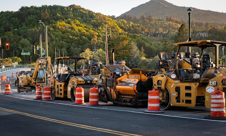 Highway construction and paving works